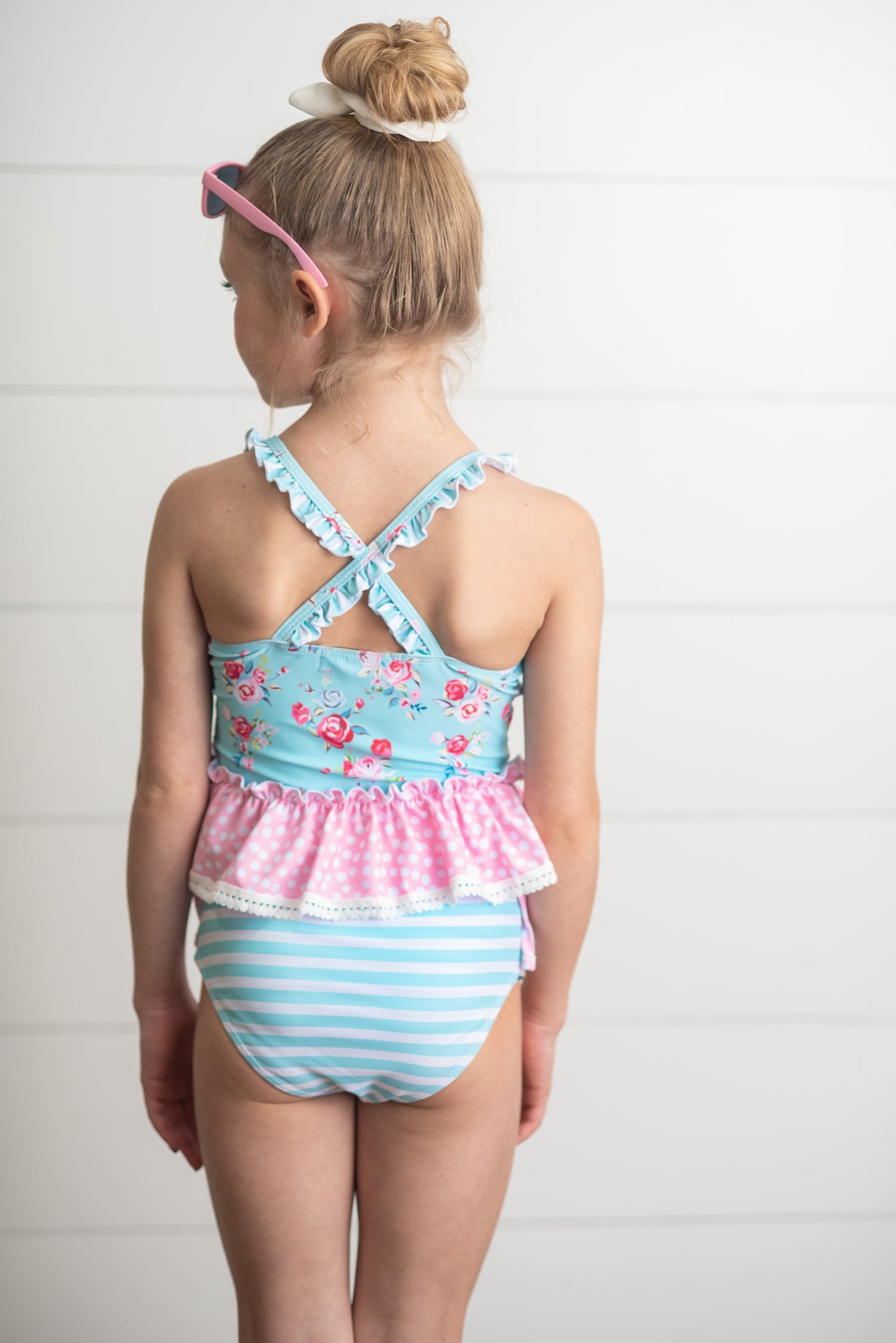 Teal Pink 2 Piece Swimsuit