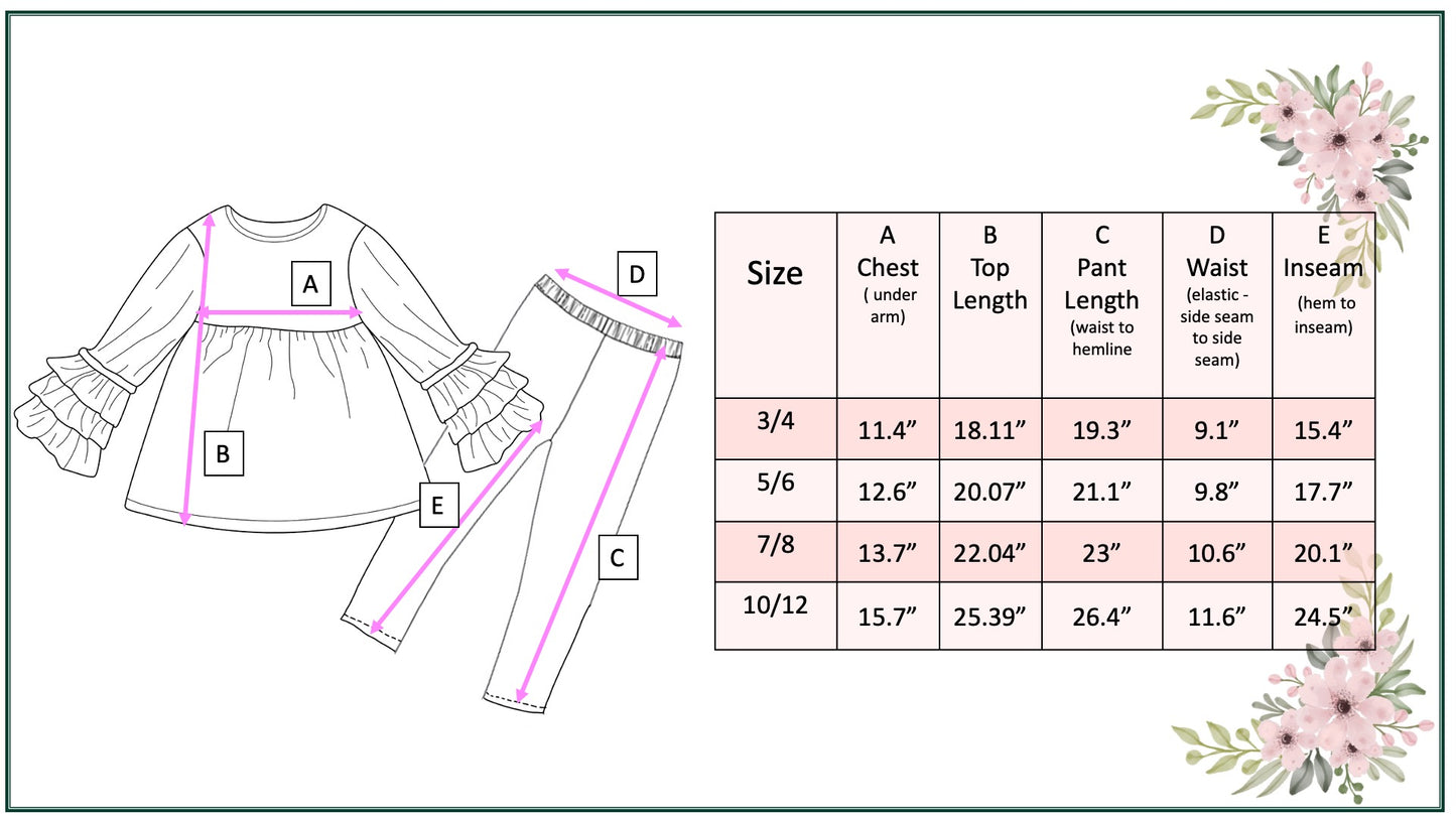 Annie Winter Meadow 3 Ruffles Shirt Pant Set