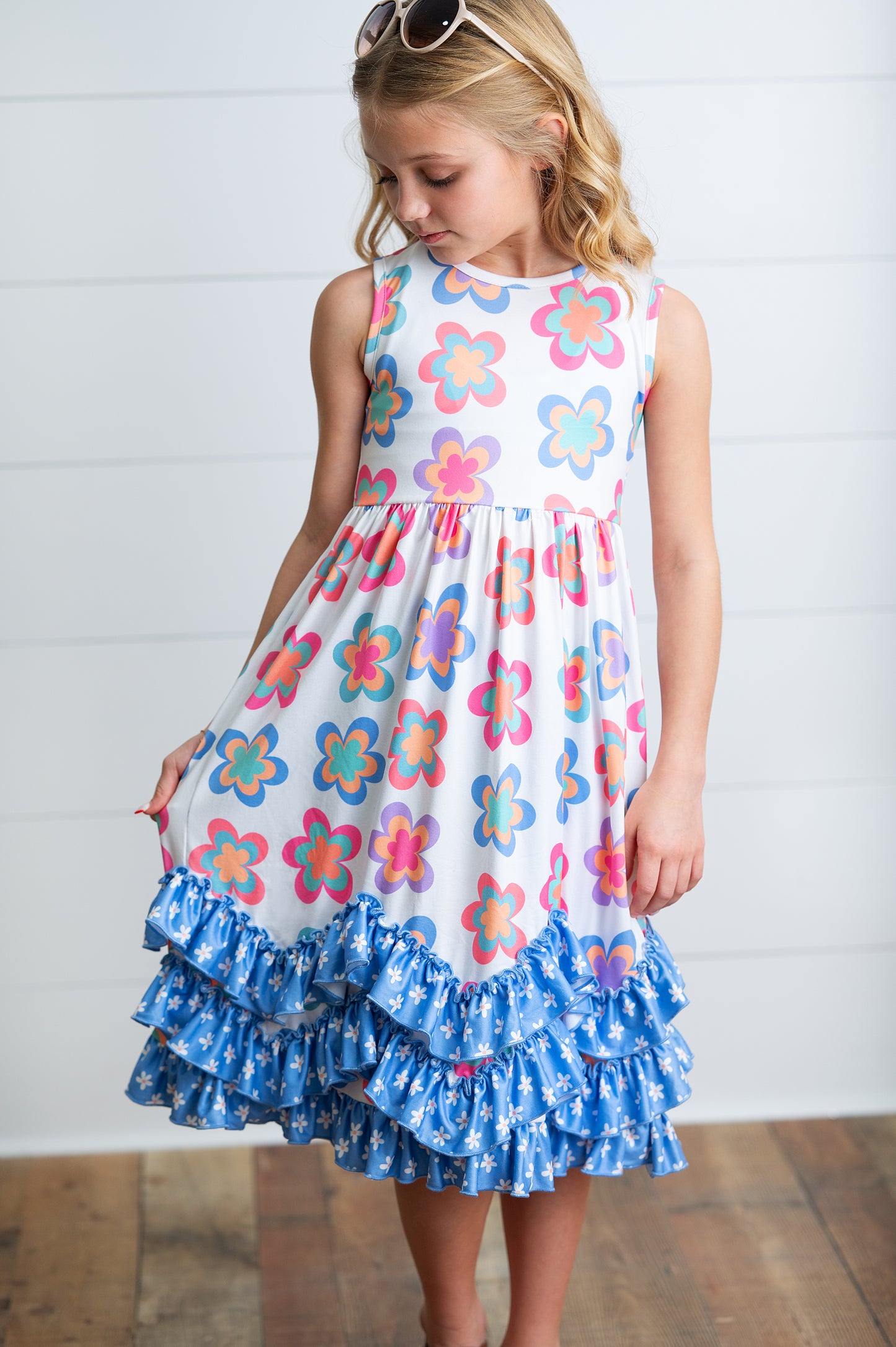 3 Tiered Periwinkle Flower Dress