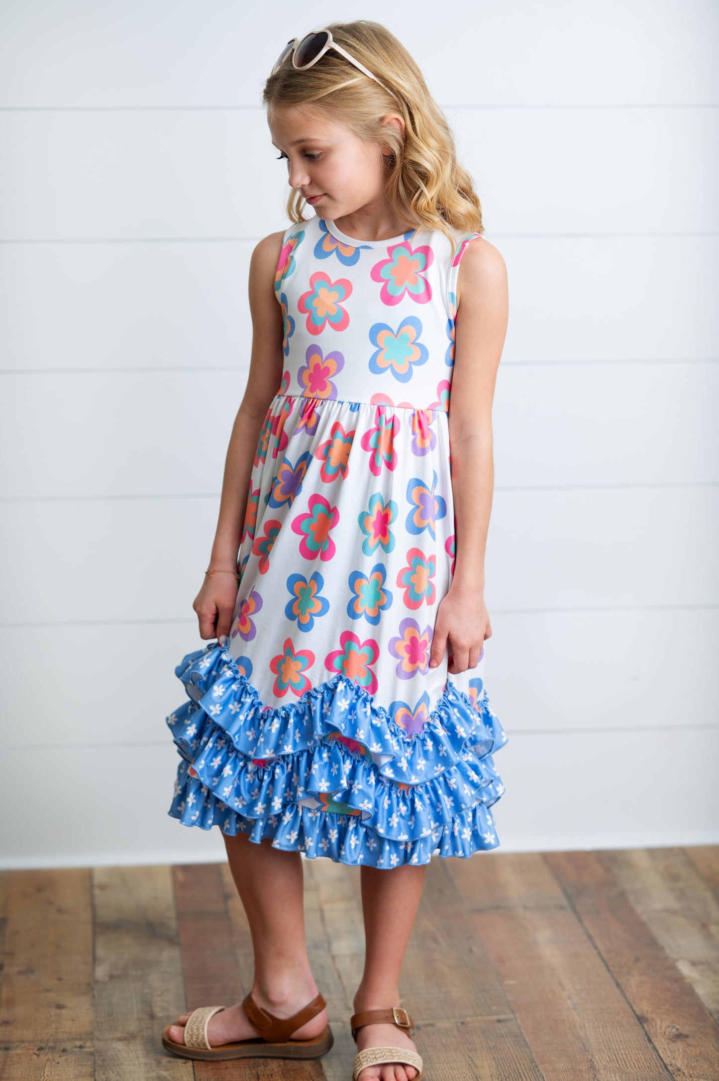 3 Tiered Periwinkle Flower Dress