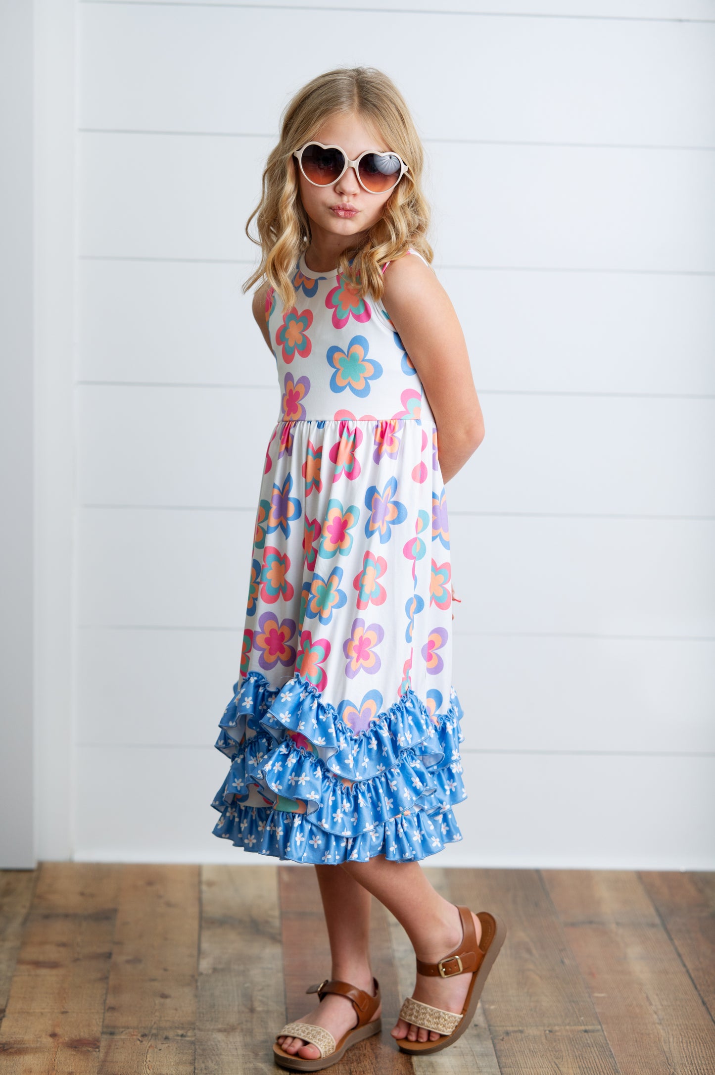 3 Tiered Periwinkle Flower Dress