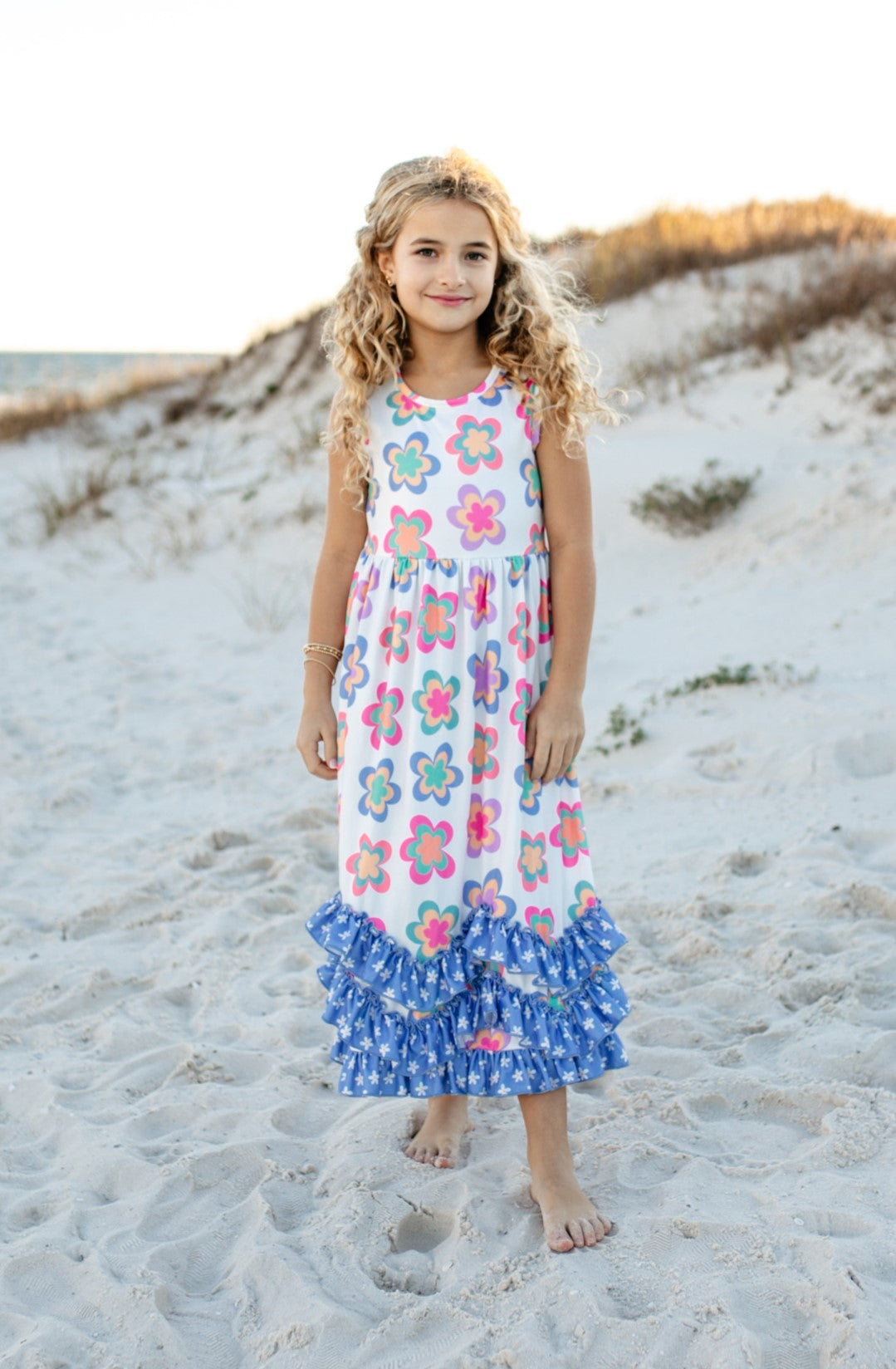 3 Tiered Periwinkle Flower Dress