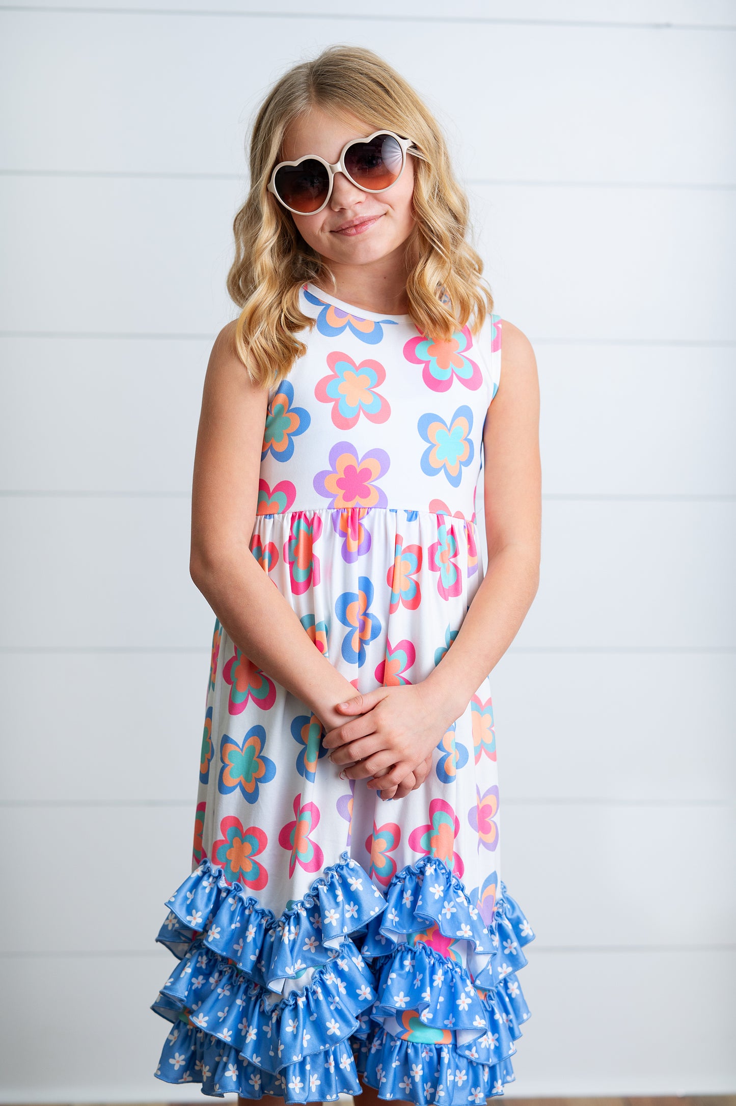 3 Tiered Periwinkle Flower Dress