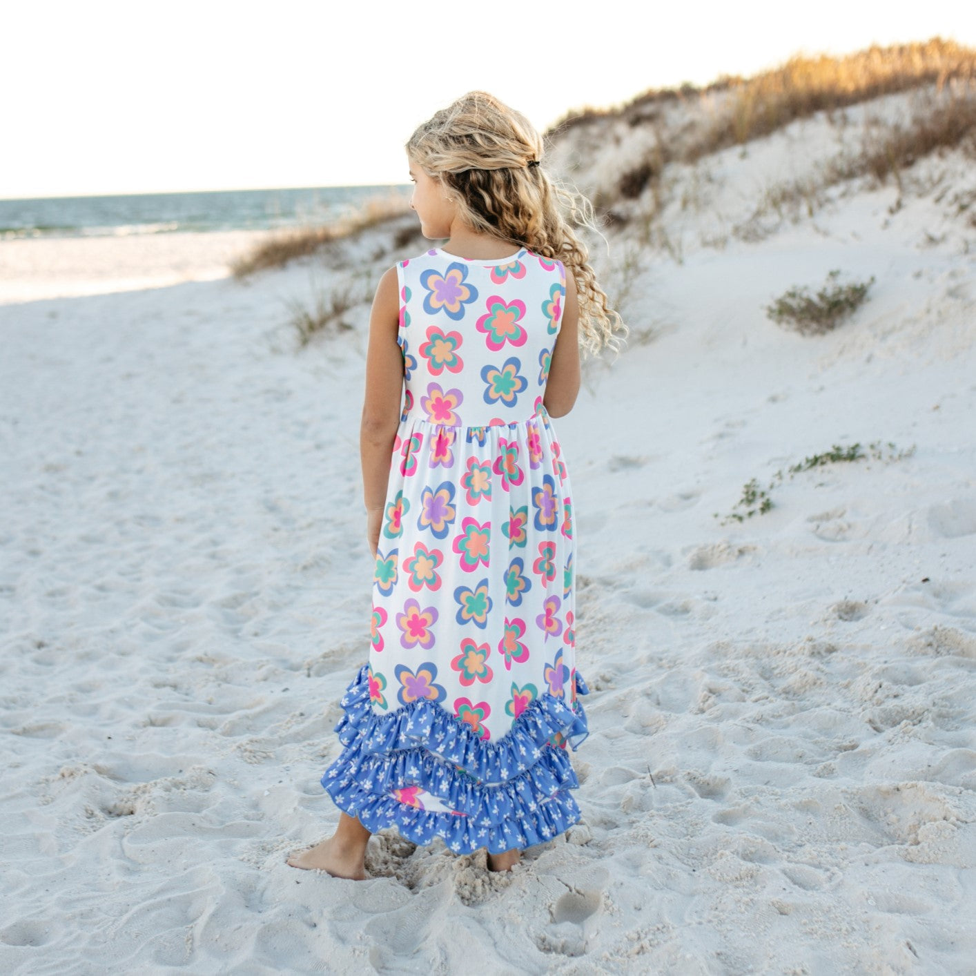 3 Tiered Periwinkle Flower Dress