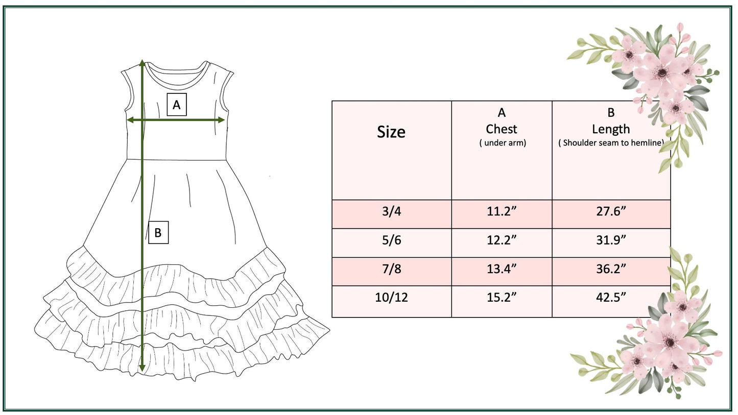 3 Tiered Green Tropical Ruffles Dress