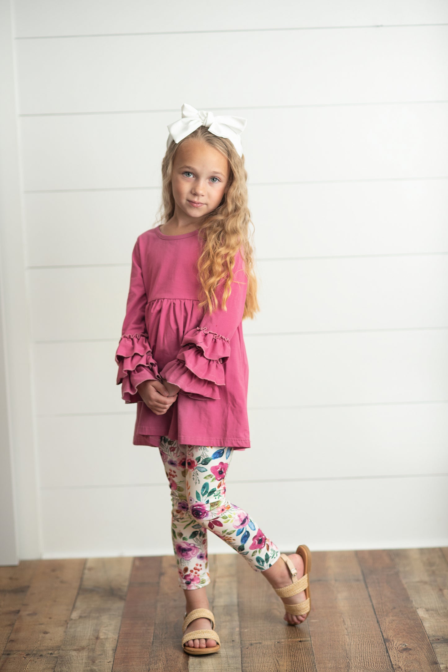 Floral 3 Ruffles Shirt Set