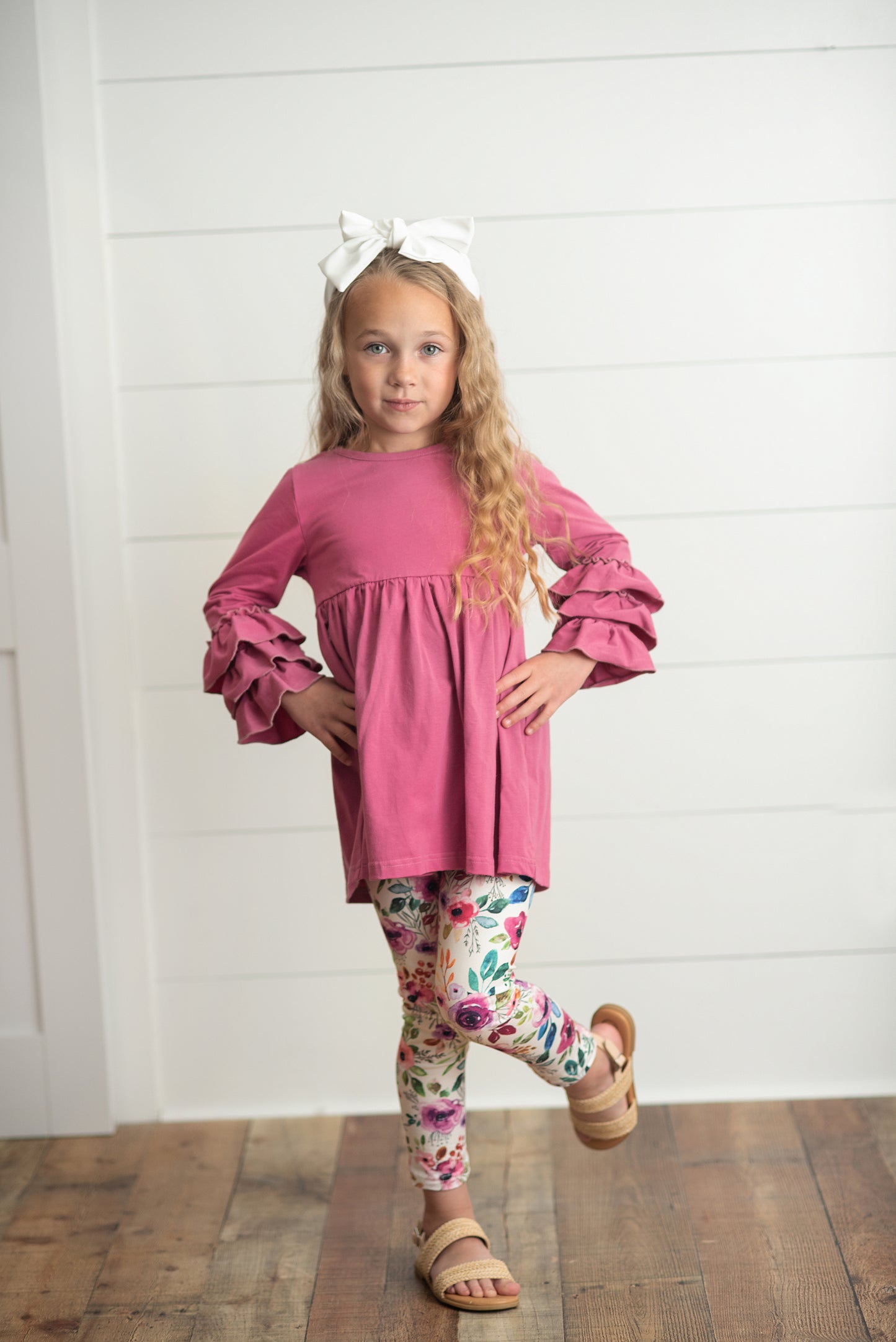 Floral 3 Ruffles Shirt Set