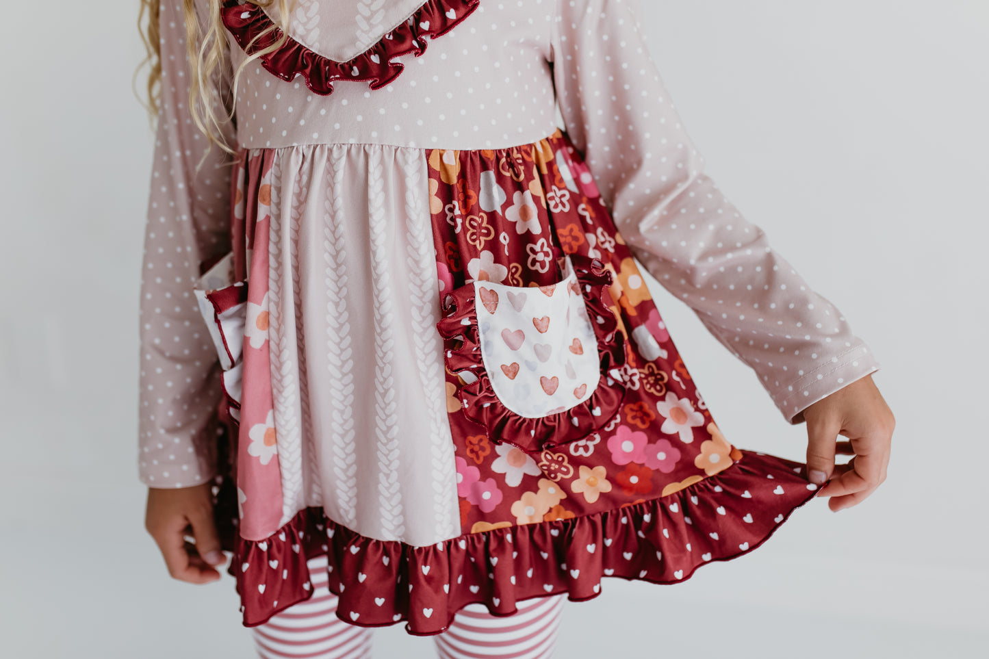 Beige Floral Bell Bottom Pant Set