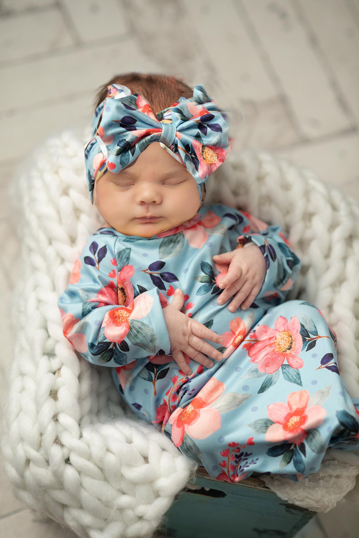 Coral Blue Baby Gown