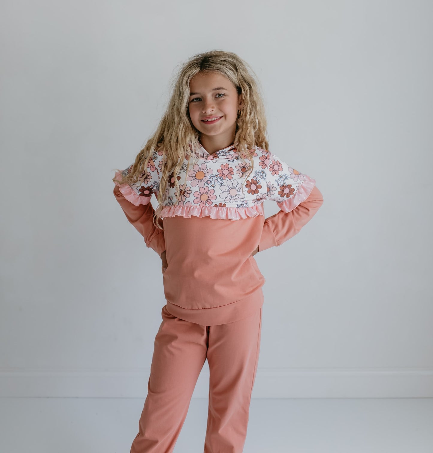 Desert Tan Retro Flower Hooded Set