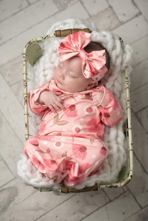 Pink Flower Stem Baby Gown