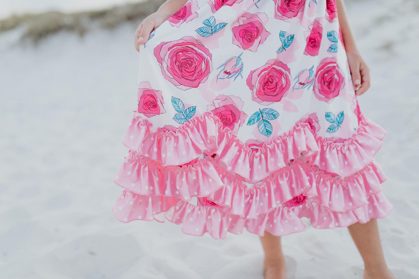 Pink Rose 3 Ruffle Dress