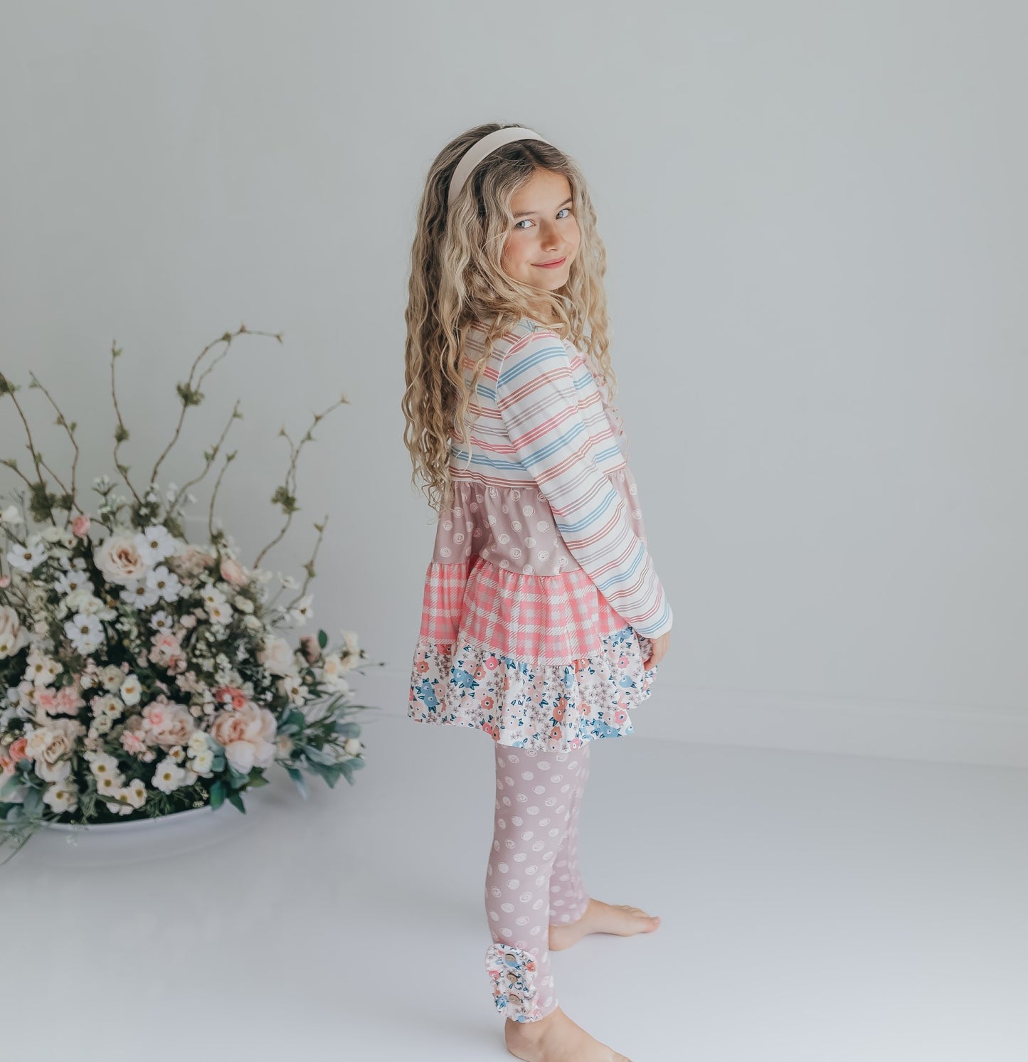 3 Tiered Sand Floral Pant Set