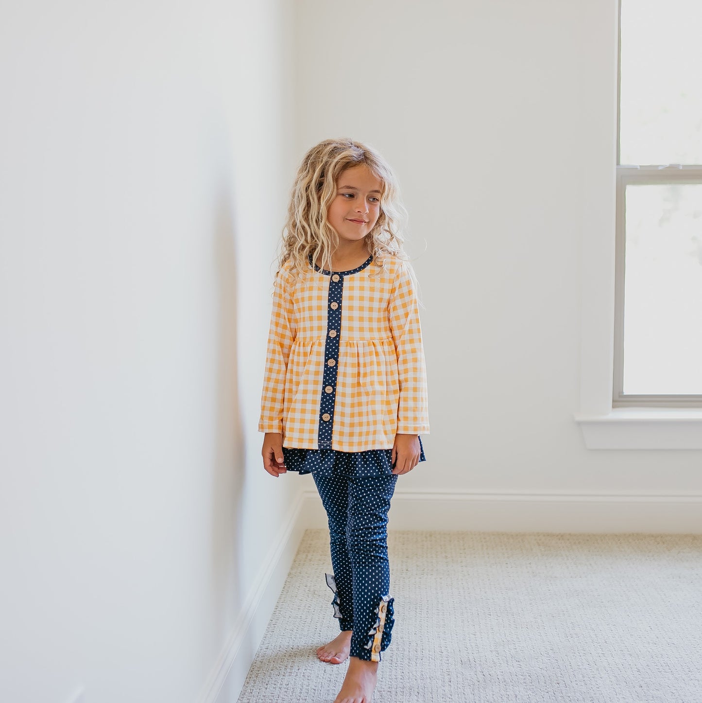 Mustard Gingham Check Set