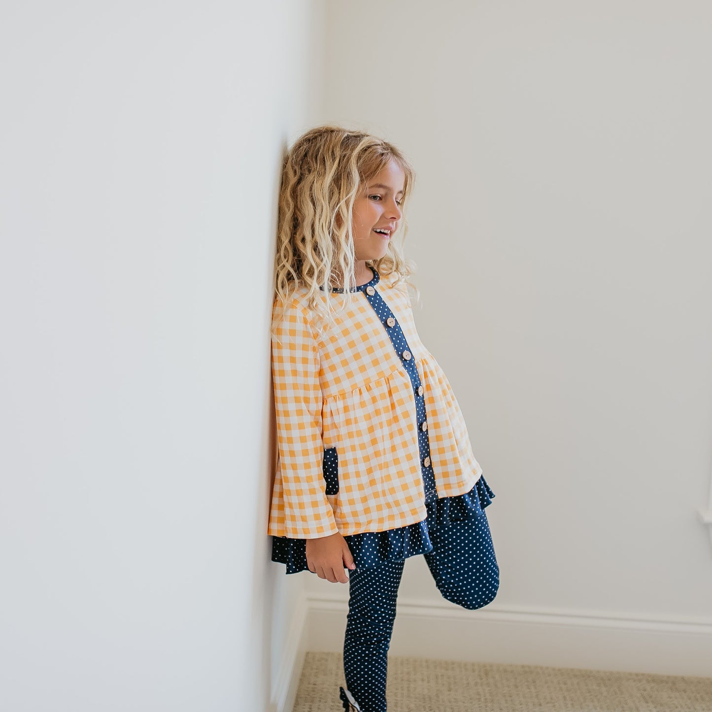 Mustard Gingham Check Set