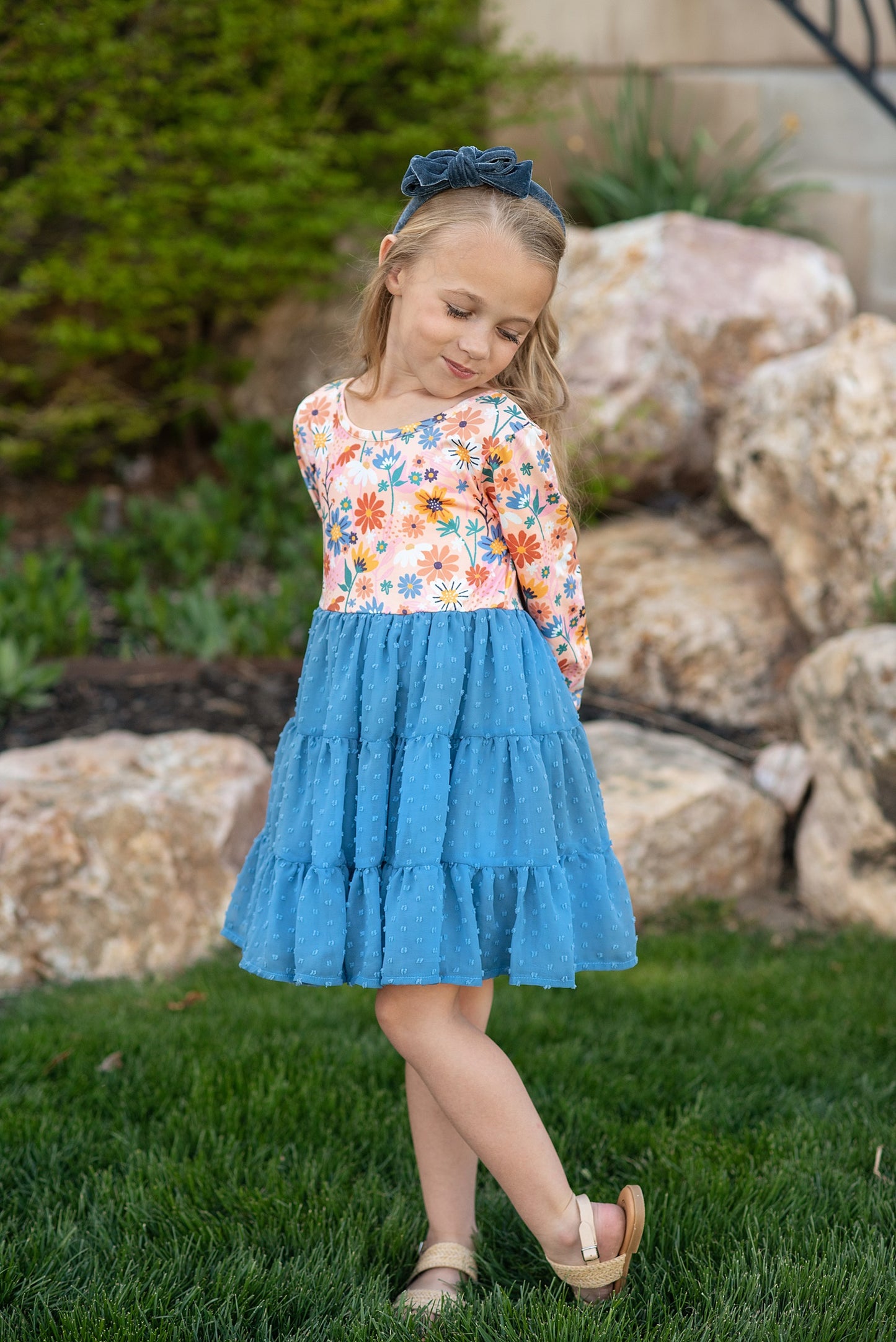 Tulle Teal Floral Dress