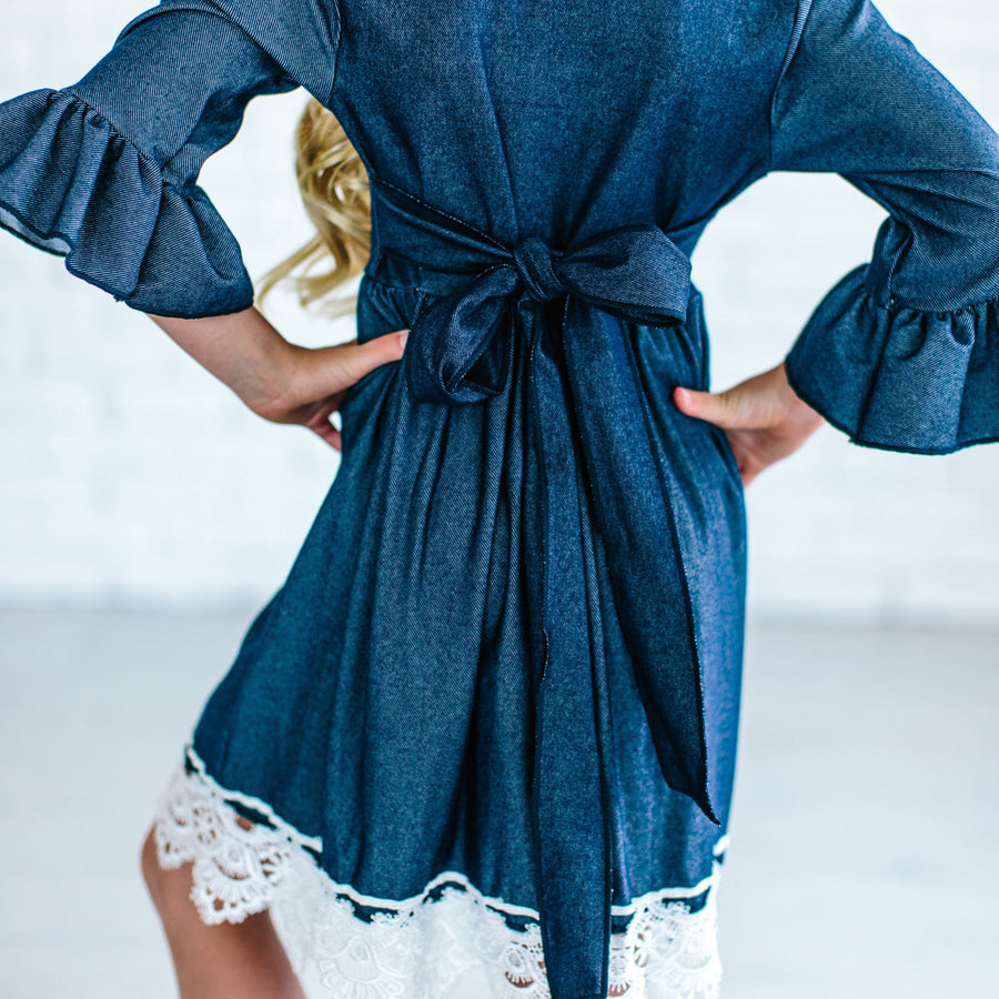 Jean Dress with White Lace