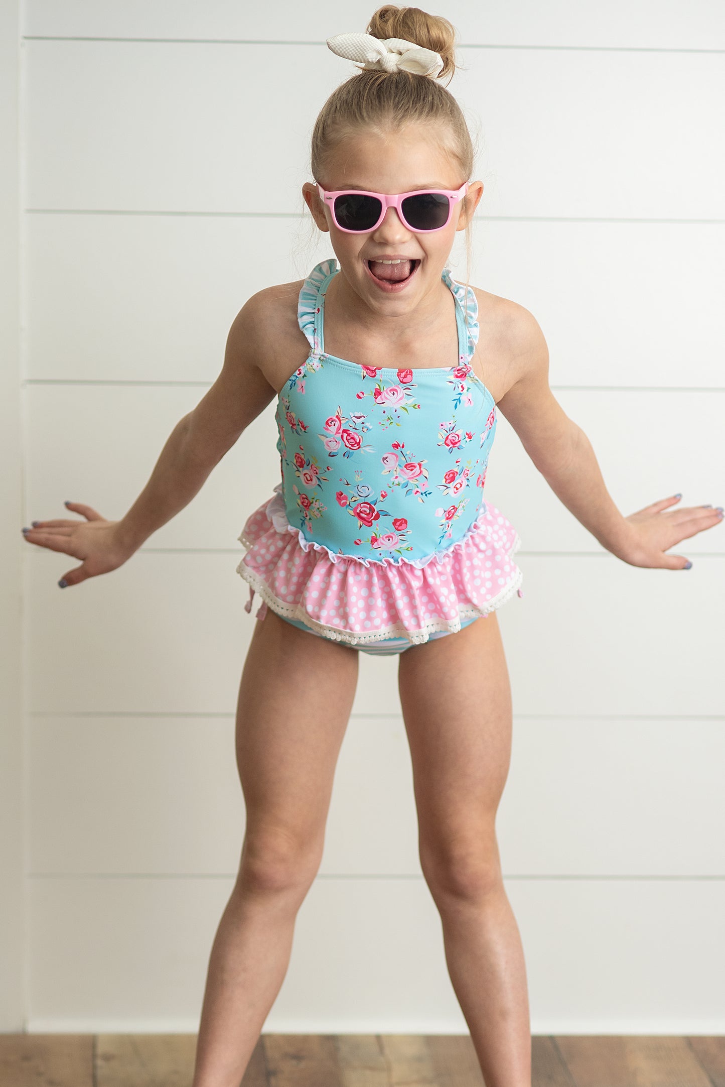 Teal Pink 2 Piece Swimsuit