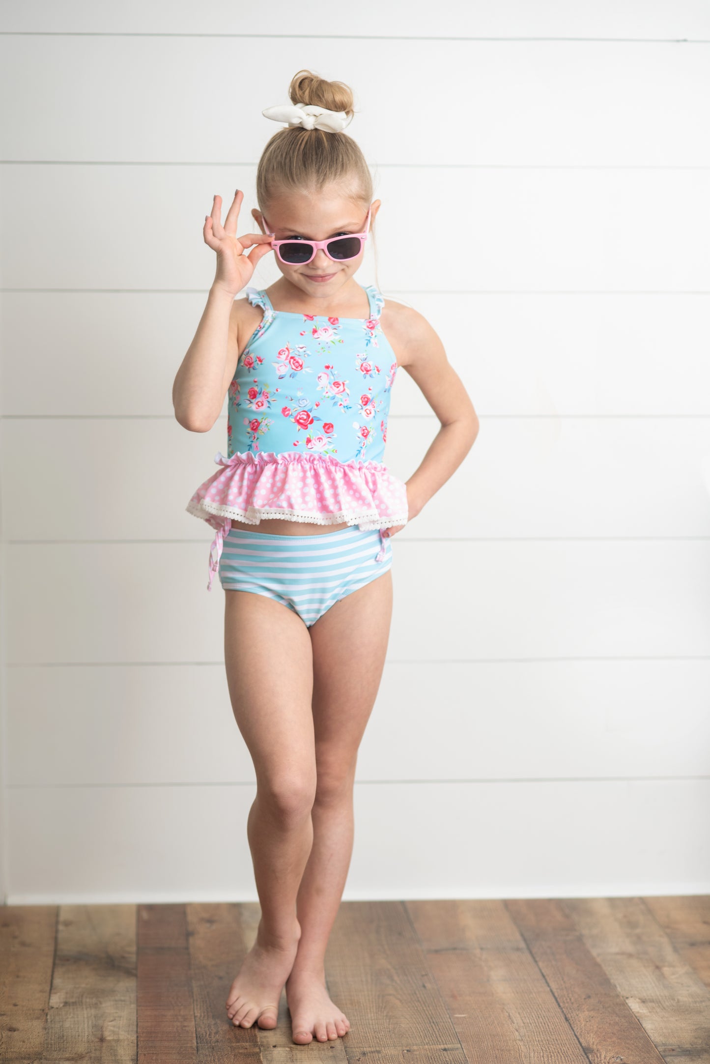 Teal Pink 2 Piece Swimsuit