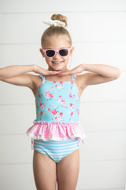 Teal Pink 2 Piece Swimsuit