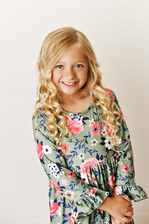3 Ruffle Sage Dress