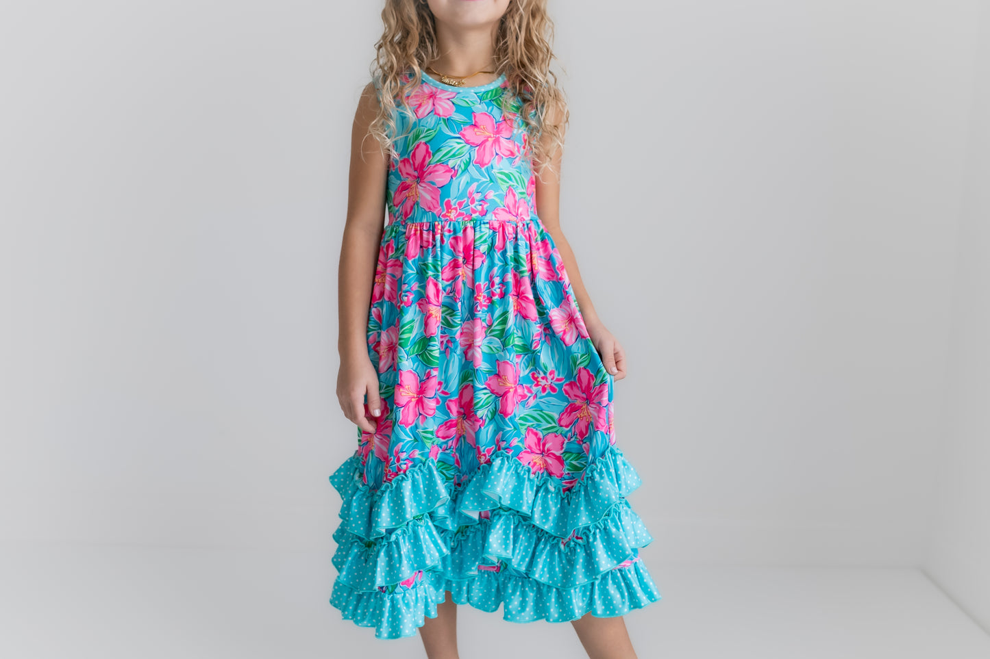 Tropical 3 Ruffle Dress