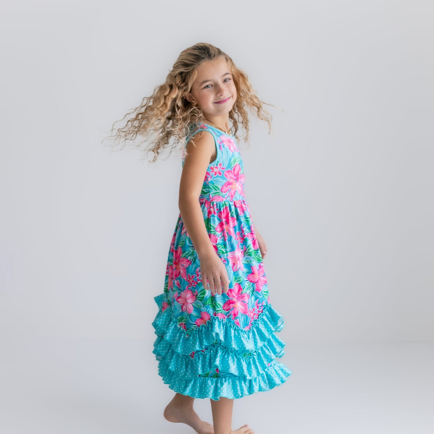 Tropical 3 Ruffle Dress