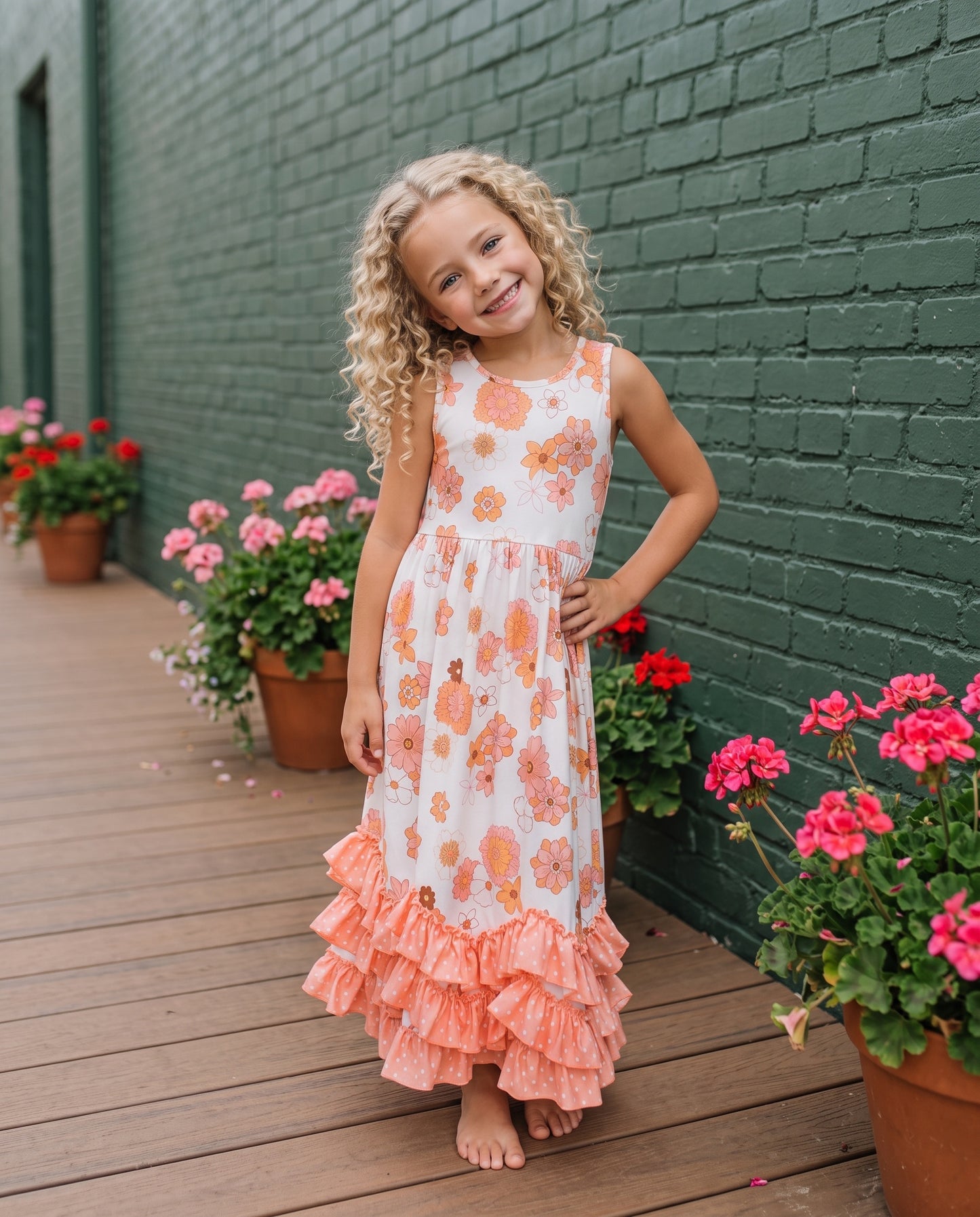 3 Tiered Terra Cotta Ruffles Dress
