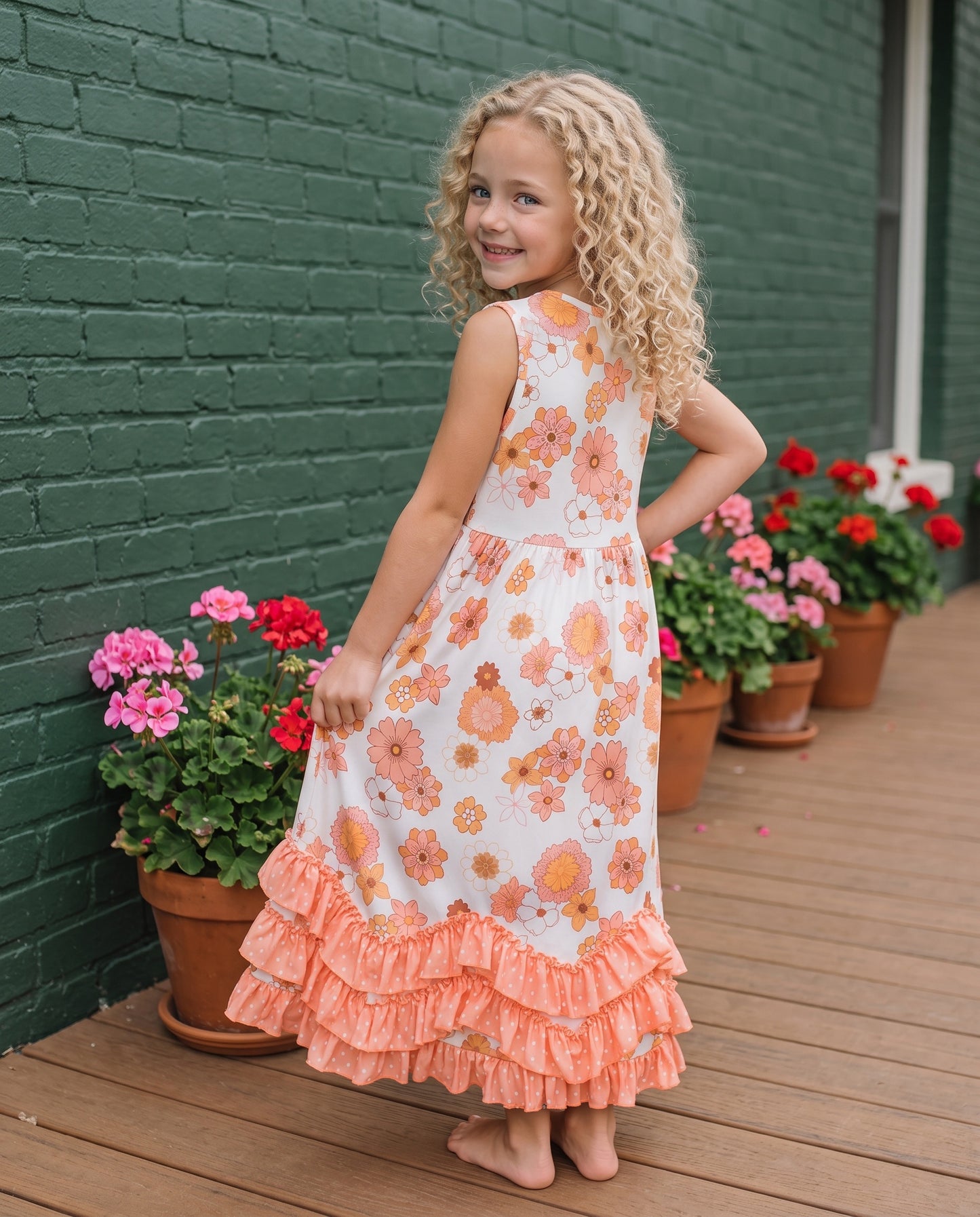 3 Tiered Terra Cotta Ruffles Dress