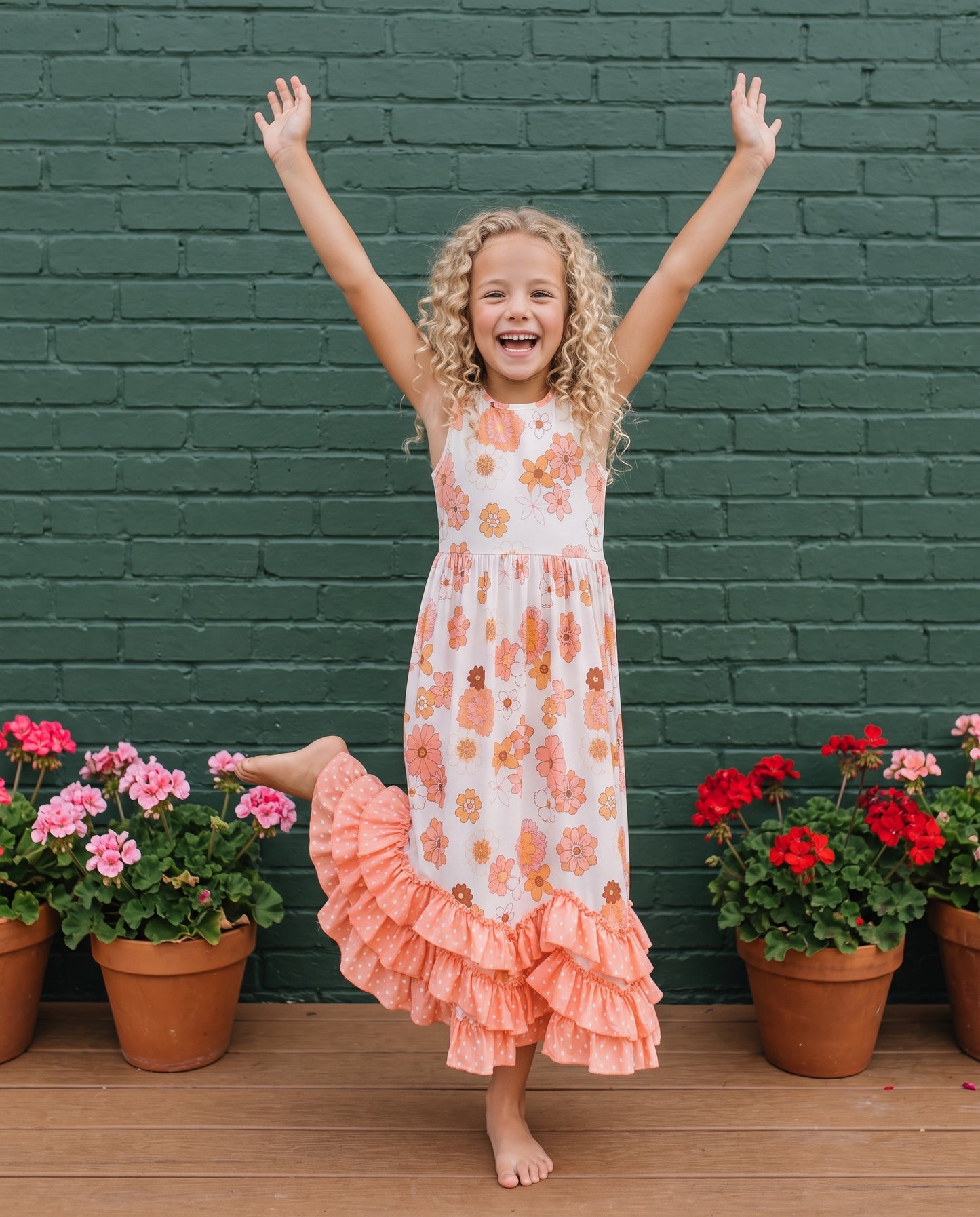 3 Tiered Terra Cotta Ruffles Dress