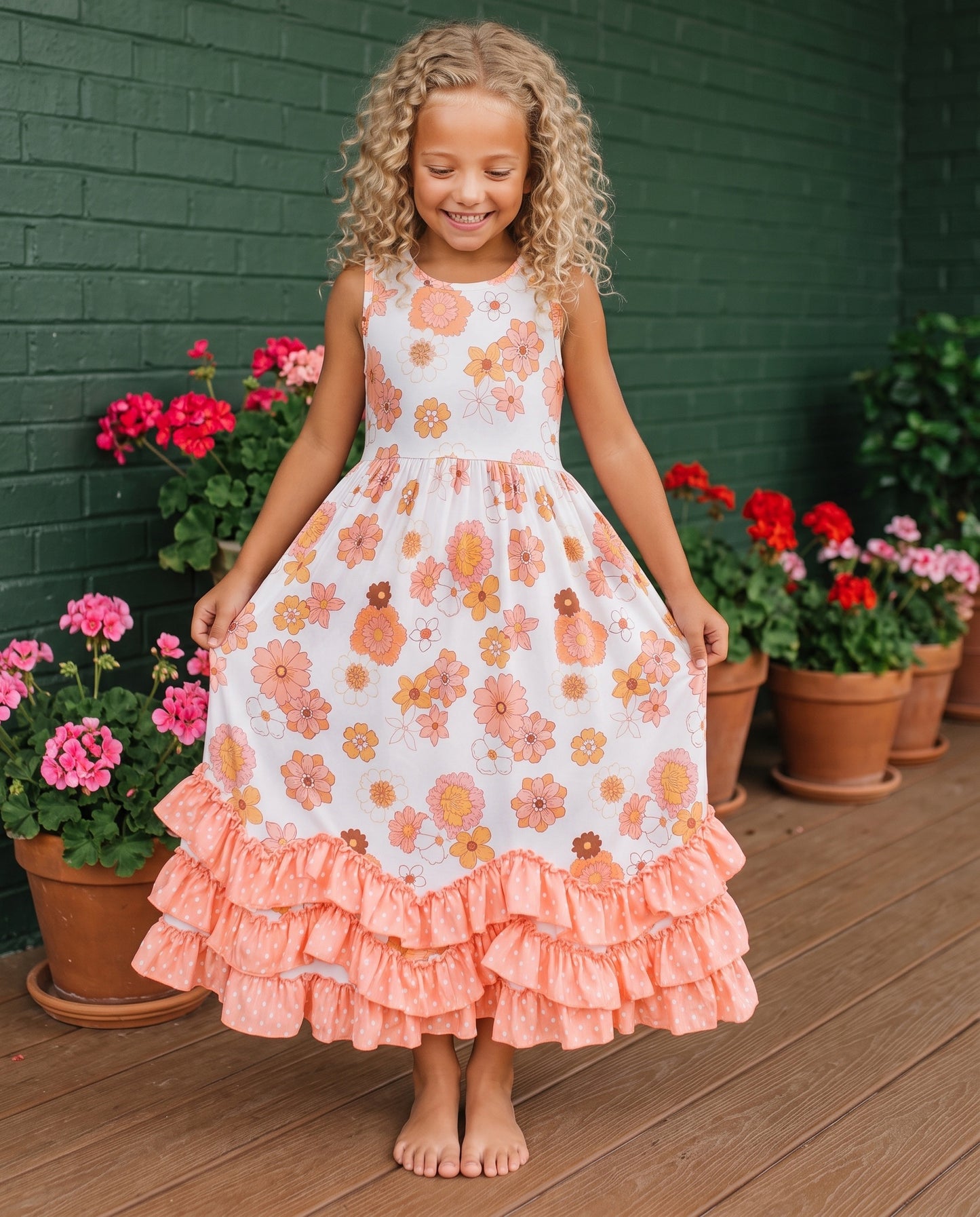 3 Tiered Terra Cotta Ruffles Dress
