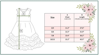 3 Tiered Green Tropical Ruffles Dress
