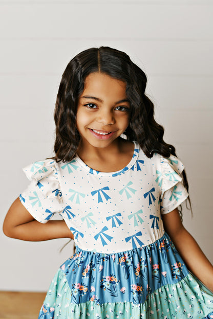 Ava Blue Bow Twirl Dress