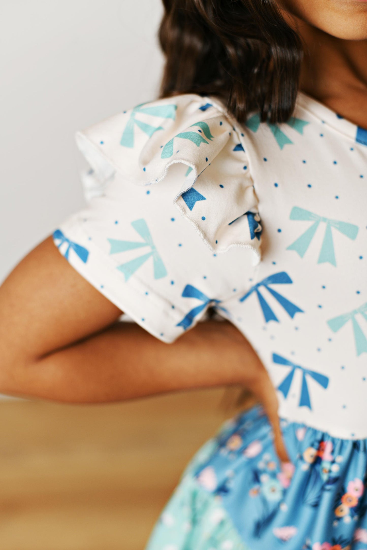 Ava Blue Bow Twirl Dress