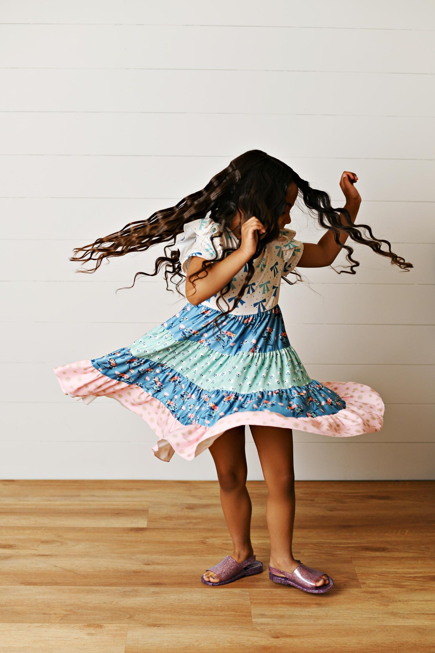 Ava Blue Bow Twirl Dress
