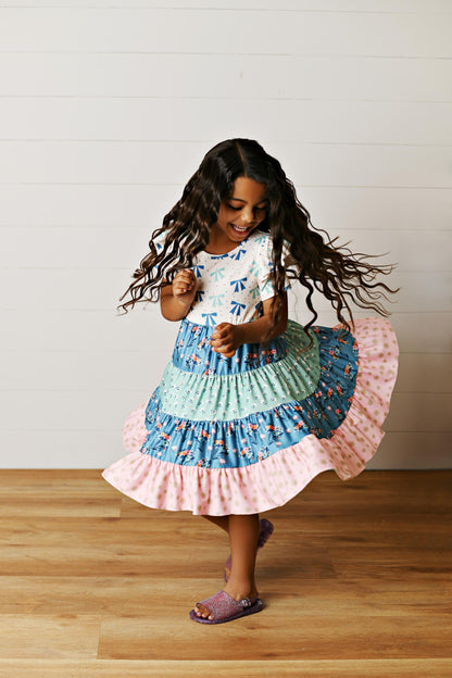 Ava Blue Bow Twirl Dress