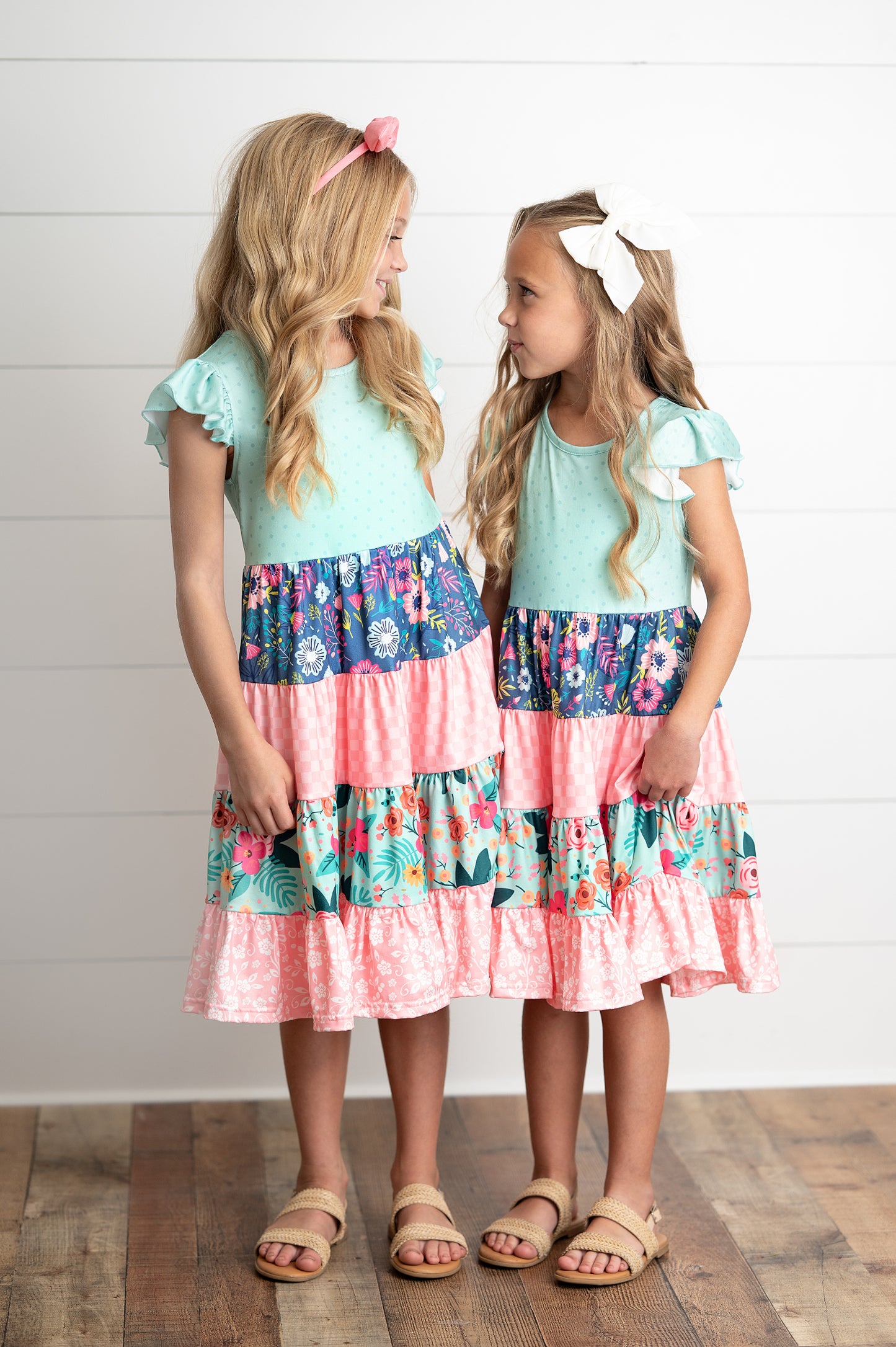 Ava Mint Floral Tiered Dress