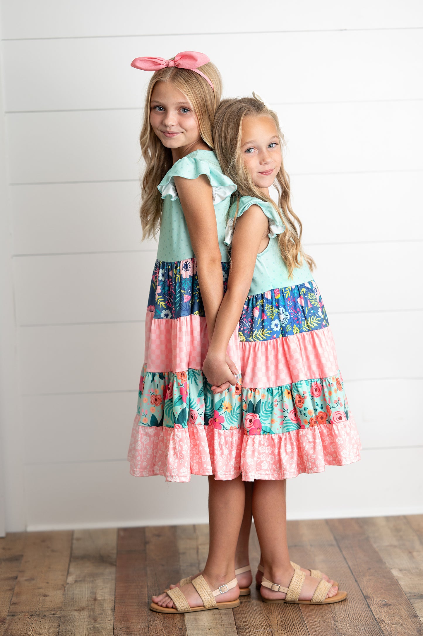 Ava Mint Floral Tiered Dress