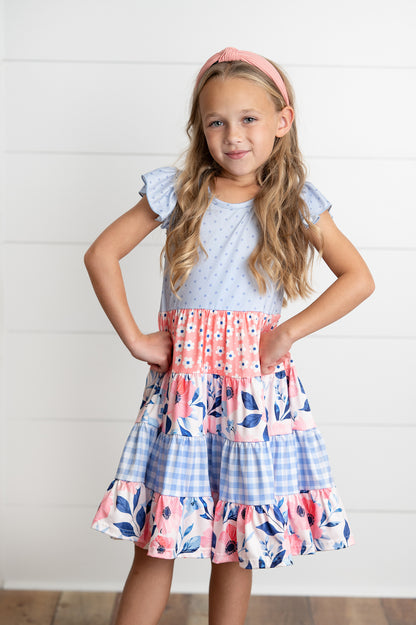 Ava Periwinkle Tiered Dress