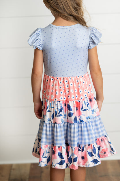 Ava Periwinkle Tiered Dress