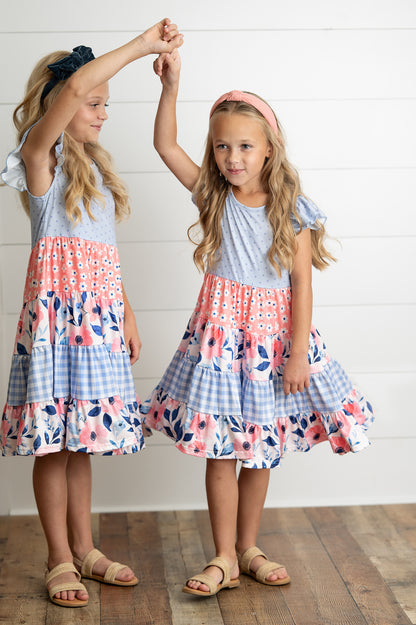 Ava Periwinkle Tiered Dress