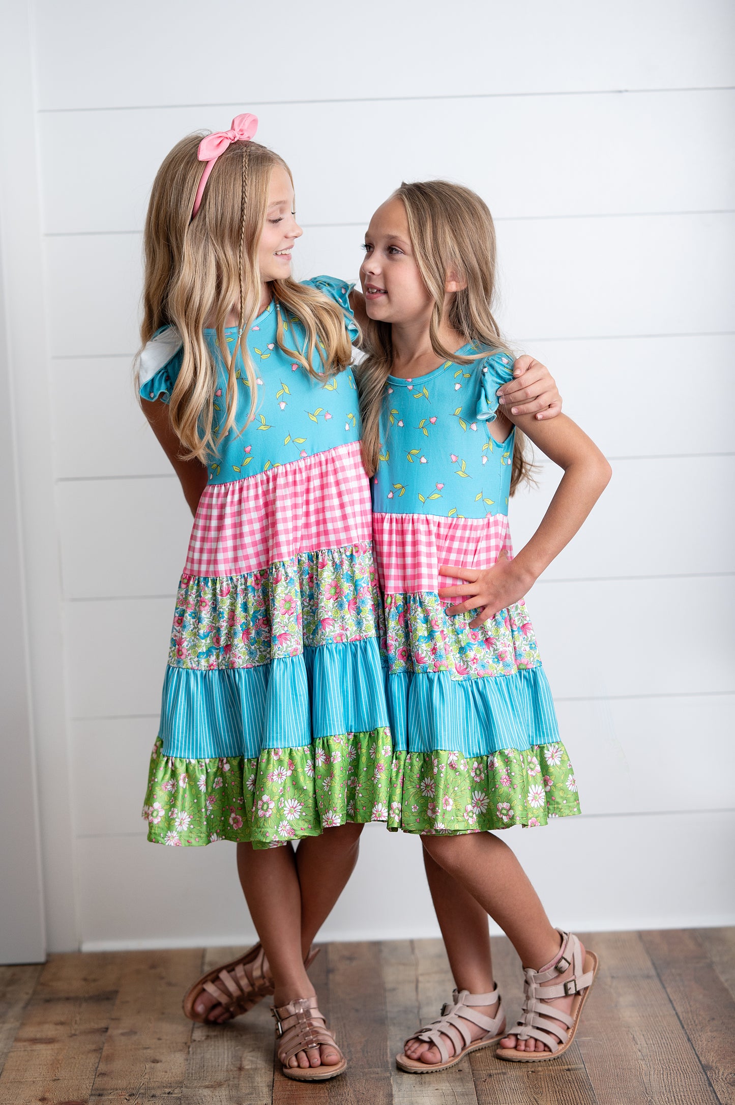 Ava Twirl Teal Floral Tiered Dress