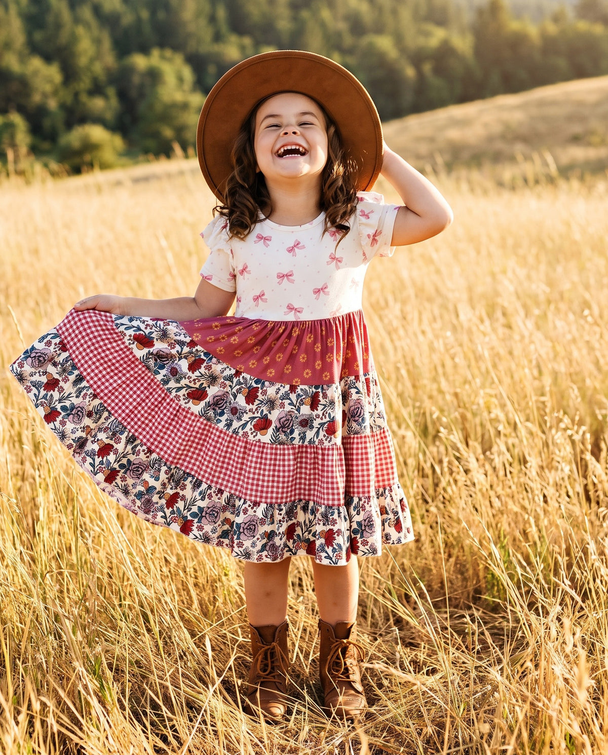 Ava Twirly Petals Bow Dress
