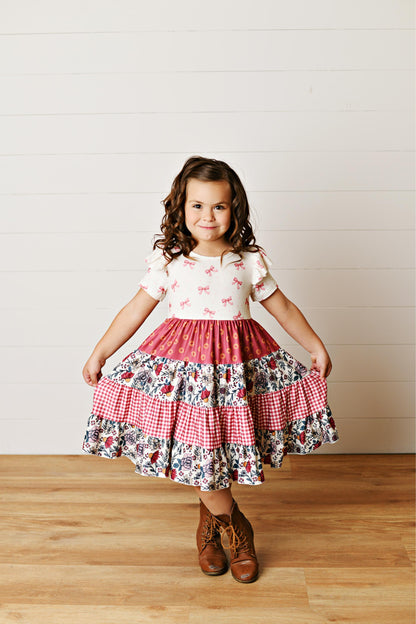 Ava Twirly Petals Bow Dress