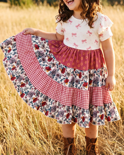 Ava Twirly Petals Bow Dress