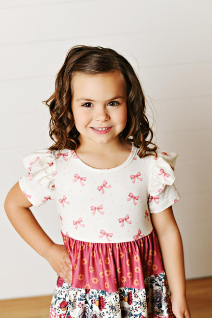 Ava Twirly Petals Bow Dress