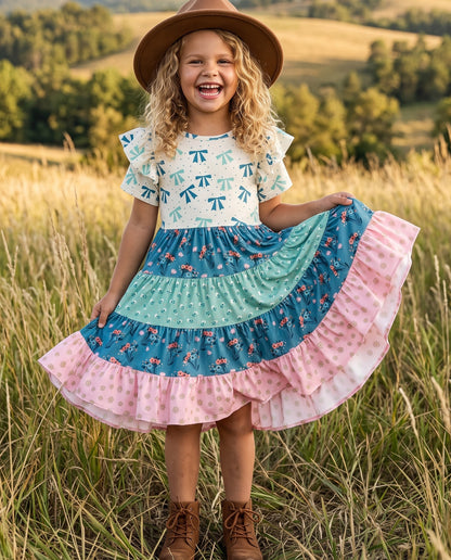 Ava Blue Bow Twirl Dress