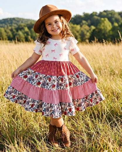 Ava Twirly Petals Bow Dress