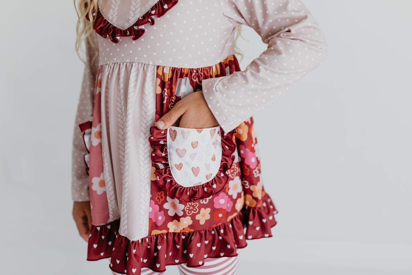 Beige Floral Bell Bottom Pant Set