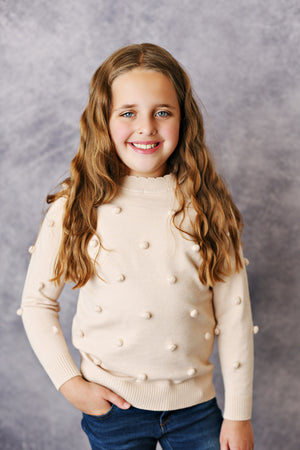 Beige Pom Sweater
